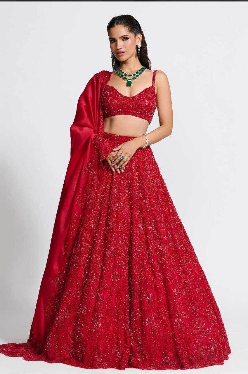 Vichitra Silk Sequins Lehenga With Cancan - MYLUXURY LANE ENTERPRISE